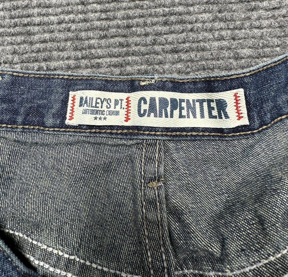 Bailey's Pt Carpenter Jeans Mens 36x32 Blue Denim Workwear Utility Pockets Loop - Image 4 of 4