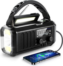 Emergency Weather Radio Solar Hand Crank Rechargeable AM FM NOAA with Flashlight