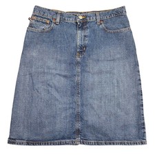 Polo Jeans Co Ralph Lauren Blue Denim Knee Skirt Size 10 Medium Wash Y2k 2000s