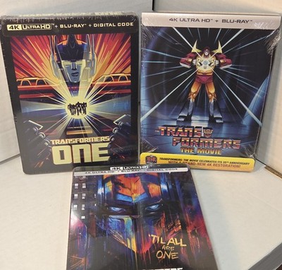 Transformers 1986 +One + Rise of Beasts 4K Steelbooks- NEW (Sealed)-Box Shipping