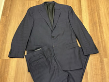 Canali Navy Pinstripe 2-Piece Suit EU56 38x30 Wool Saks Fifth Avenue with Flaw