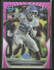 Tony Grimes 2022 Bowman U Chrome #75 Pink Refractor North Carolina Tar Heels