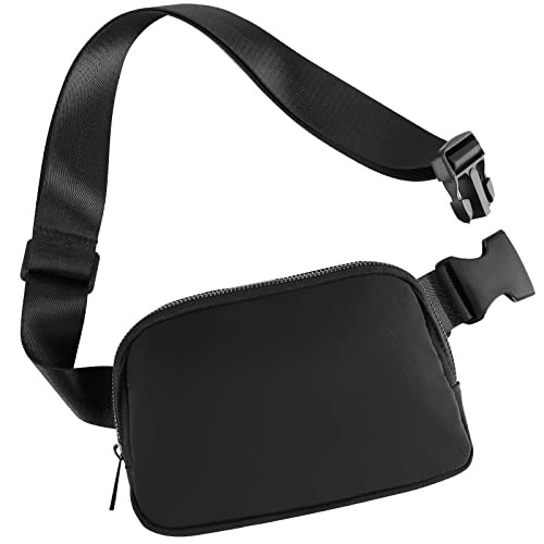 Adjustable Black Belt Bag for Women & Men - Stylish Fanny Pack Waist Bag