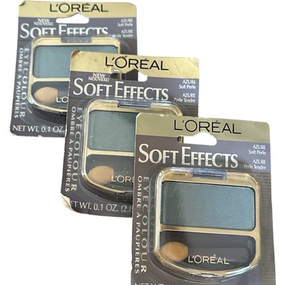 3X L'oreal Soft Effects Eye Color Shadow - Azure Soft Perle - 0.08 oz