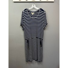 Michael Kors Navy White Striped Drawstring Waist T Shirt Dress XL