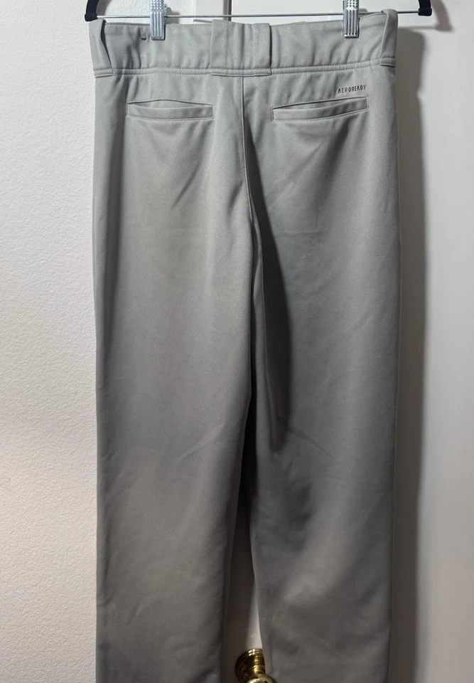 Pantalones de béisbol softbol Adidas Youth Aeroready dobladillo abierto XL gris cremallera Foto 3 de 4