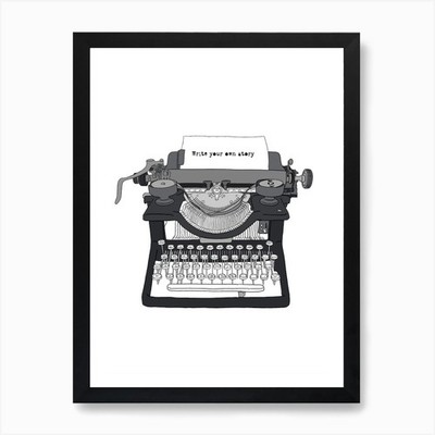 Schreibmaschine - Schreiben Sie Ihre eigene Geschichte!  Gerahmtes Wandbild Poster Leinwanddruck Bild
