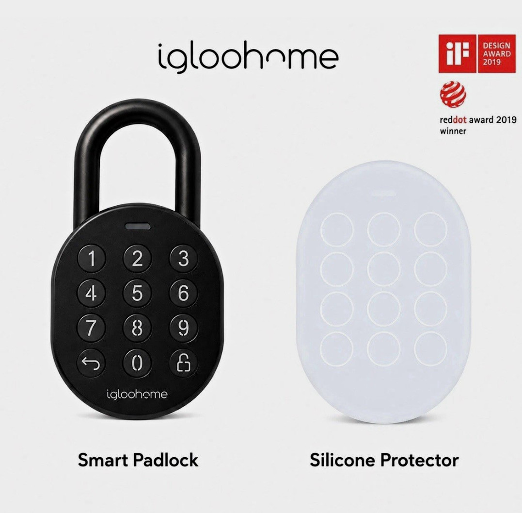 Igloohome Smart Padlock Bluetooth Keypad Lock w/ Silicone Cover & Accessories