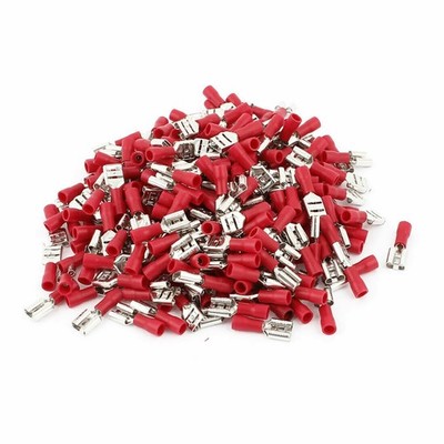 240pcs FDD1.25-250 0.5-1.5mm2 Wire Red Boot Spade Female Insulated Terminal  KD 