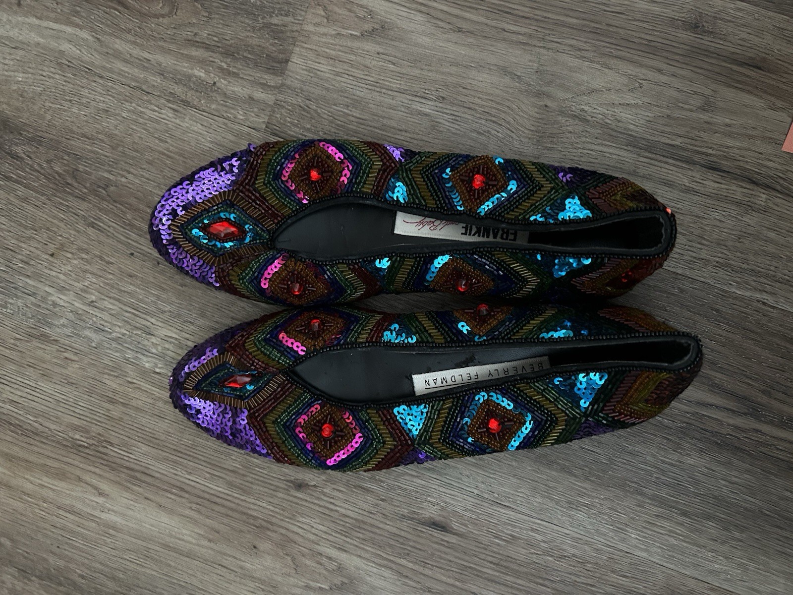Vintage Frankie & Baby Beverly Feldman Multicolor Beaded Sequin Flats Women’s 8