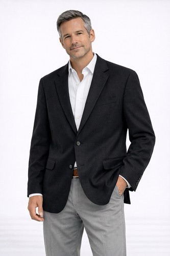JOSEPH ABBOUD jacket blazer sport coat black LARGE linen cotton business casual - Afbeelding 1 van 12
