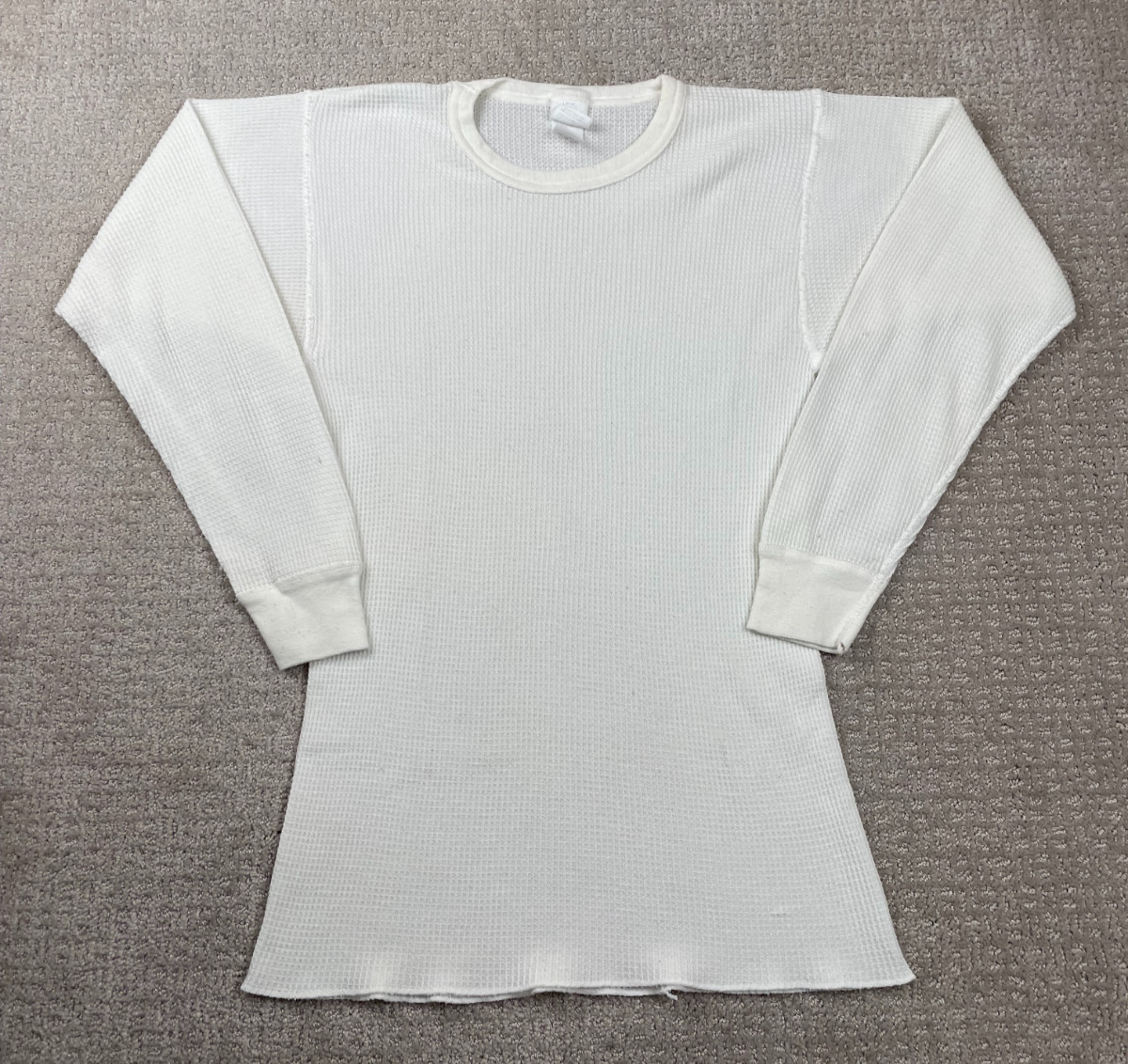 Vintage 70s Morgan Mills Thermal Shirt Mens Large White Waffle Knit Long Sleeve