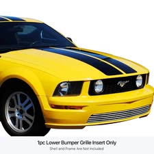 For Ford Mustang 05-09 APG 1-Pc Polished 8x6 mm Horizontal Billet Bumper Grille