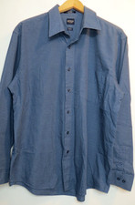 Arrow Shirt Mens Large 16 16 1/2 Blue Check Button Up Long Sleeve Business Top