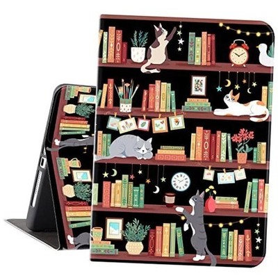 iPad Air 2 Case/iPad Air Case, iPad 9.7 Case for iPad 5th/6th Bookshelf Cat