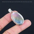 925 Silver Oval Natural Rainbow Mystic Opal Engagement Wedding Pendant Jewelry
