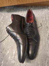 Santoni Italy Mens Black Leather Cap Toe Oxfo...