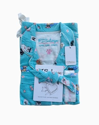 PJ Salvage Women s 3-Piece Flannel PJ Set   Dogs Playing Poker, Size S, NWT