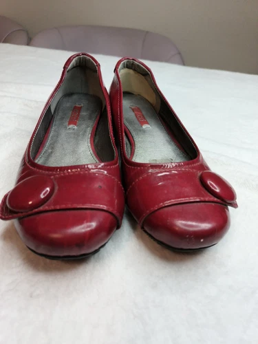 Mocassini donna Ecco fibbia rosso vernice slip on taglia EUR TO US 6 5 TO 7