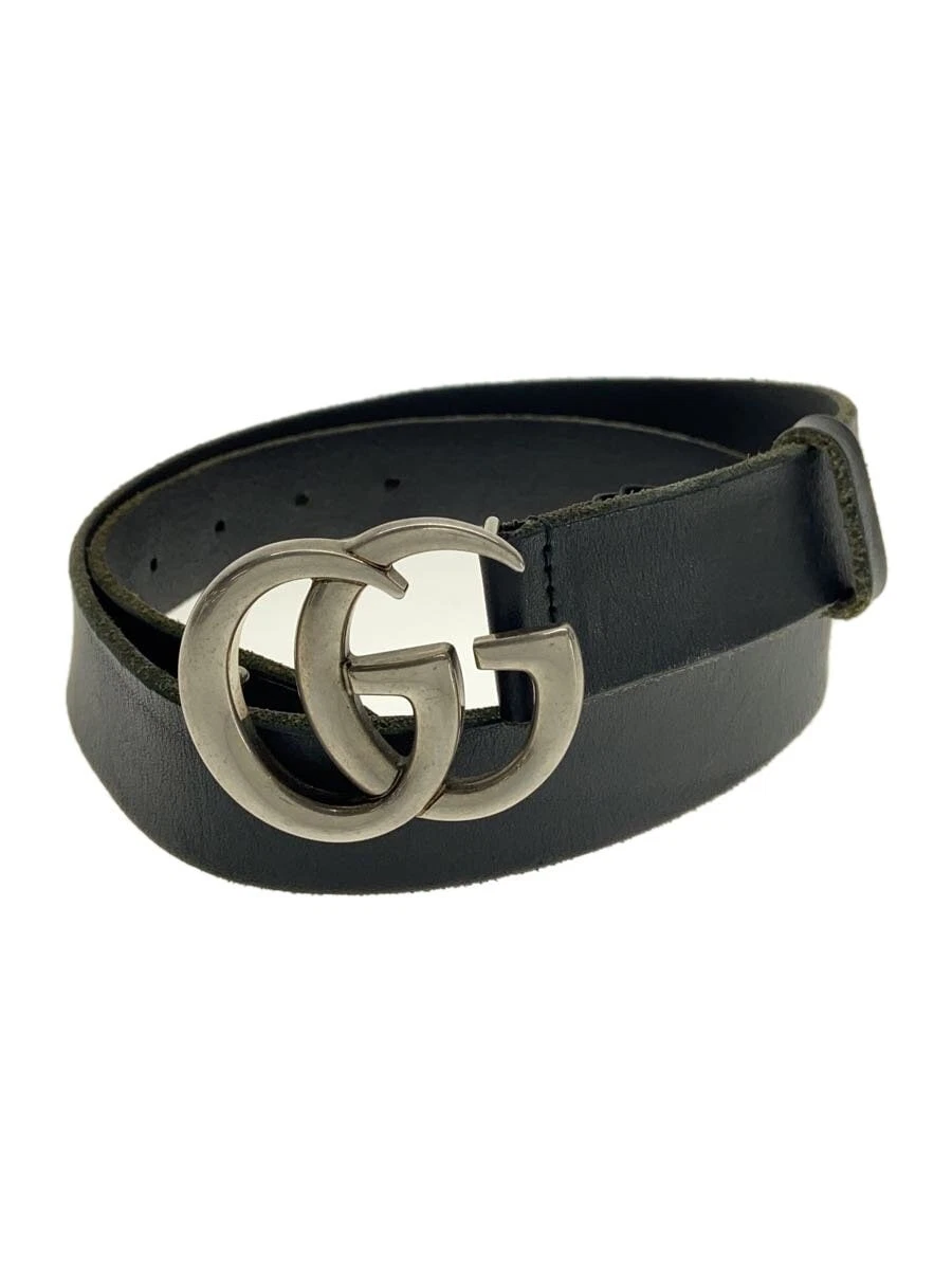 GUCCI Ceinture Cuir BLK Homme 414516 Double G Ceinture Slim 