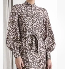 Zimmermann Sabotage Silk Midi Dress leopard 100% Silk Size 3/ AU 12 / US 8 
