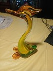 Murano Art Glass Bird Sculpture Figurine  Yellow Green Sommerso Vtg MCM Decor — photo 3