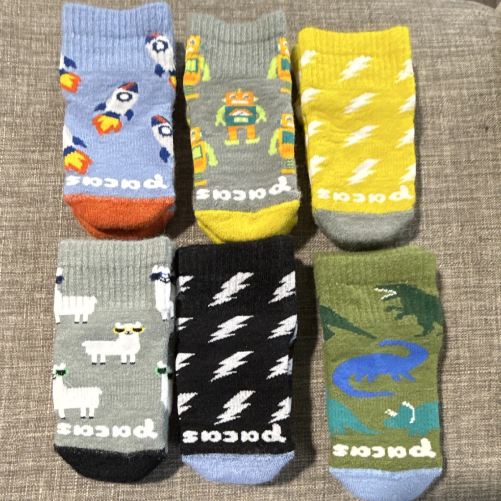 Pacas Non-Slip 6-Pair Novelty Ankle Socks, Multicolor Toddler