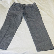 Banana Republic Avery Stretch Linen Chambray Blue Ankle Pant Women's 10