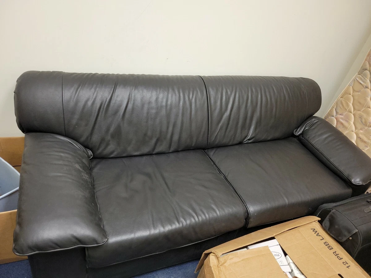 Used black cheap leather sofa