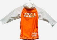 UV Skinz What's a Sunburn UPF 50 Orange White Rash Guard Swim Shirt, 12-24 mos