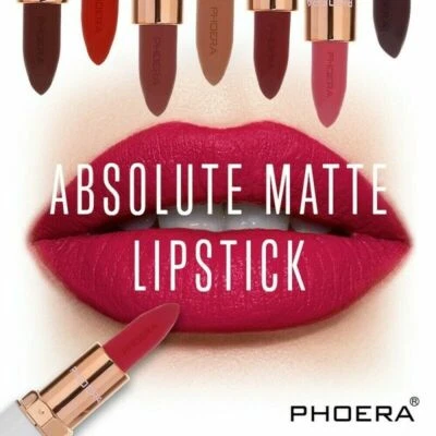 PHOERA Absolute Velvet Matte Lipstick Long Lasting Waterproof Pigment Makeup