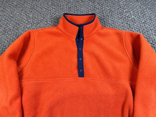 L.L. Bean 1/4 Snap Button Fleece Pullover Adult Medium Orange Jacket - Picture 11 of 14