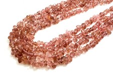 Natural Pink Strawberry Quartz Pebble Chips Assorted Size Gemstone Beads PGS116