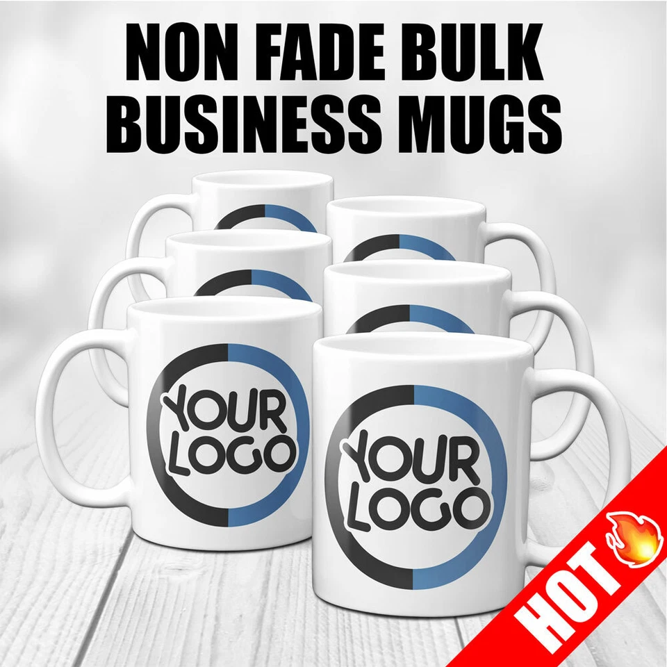 Business Branded Printed Mug-Any,Logo,name or text-Bulk Buy from £1.50ea