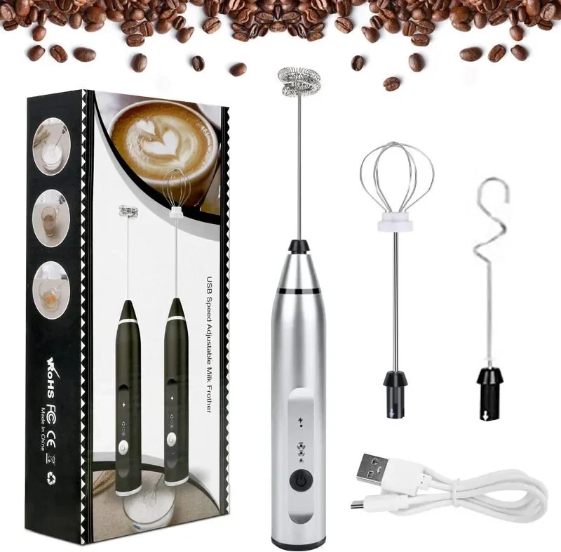 Milk Frother, Handheld Coffee Frother Electric Whisk,3 Gear Adjustable USB Recha
