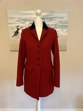 Jack Wills Women's Coat Uk Red 100% Wool Overcoat Riding Coat, Small