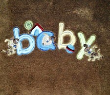 Just Born Chocolate Brown Velour BABY Boy Plush Blanket Appliqued Puppies