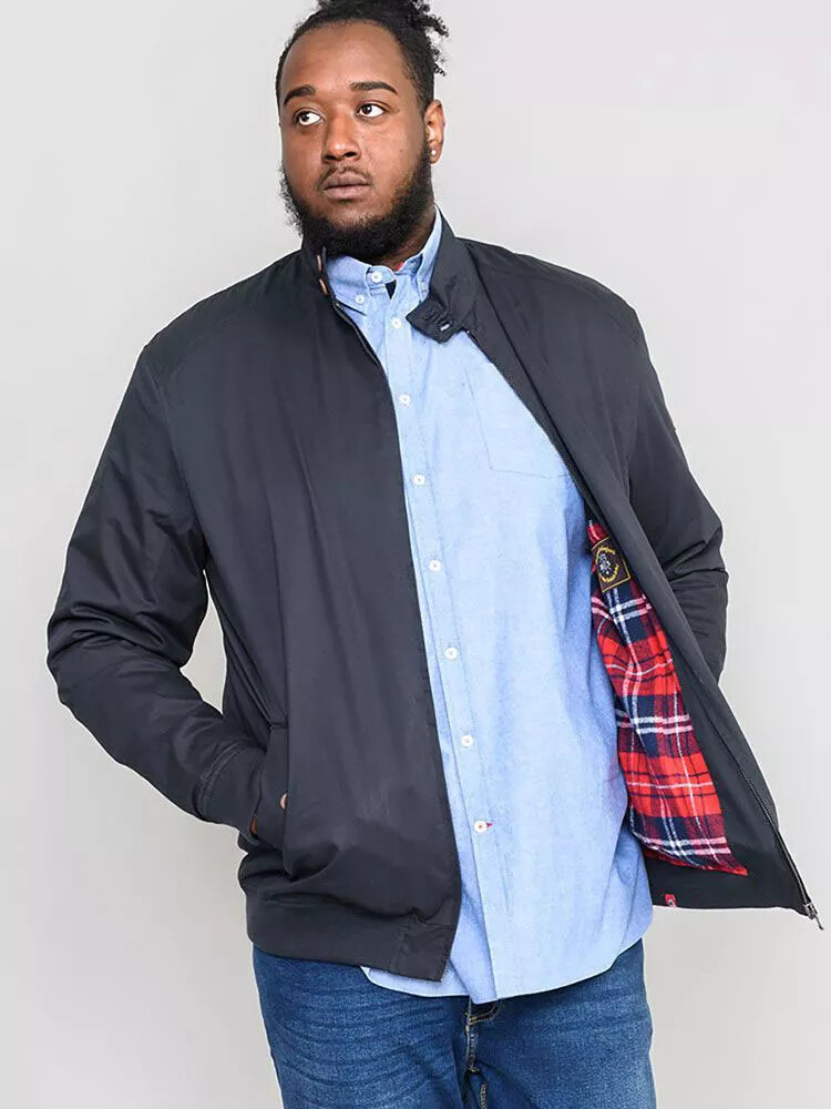 D555 Duke Big Mens Cotton Harrington Jacket Navy 2XL 3XL 4XL 5XL