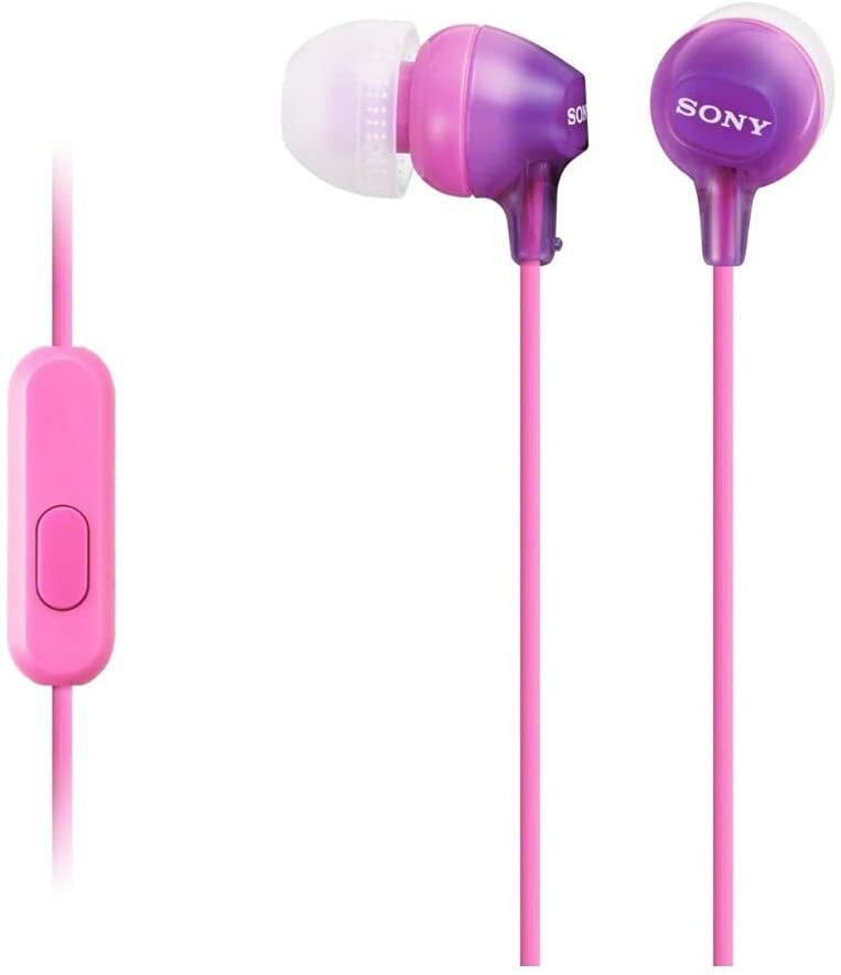 Sony MDR-EX15AP Wired In-Ear Stereo Headphones Mic Violet Noise Isolation-UK