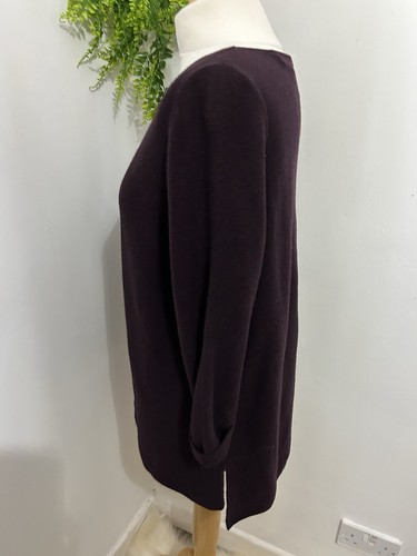 The White Company Jumper Uk 10 Burgundy Jumper 3/4 Turn-up Sleeve Buttons - Picture 7 of 9