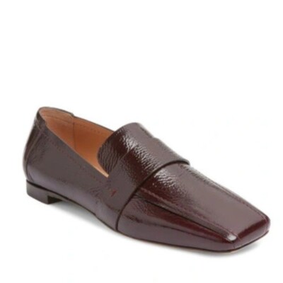 NEW! MANSUR GAVRIEL Square Toe Patent Leather Loafer in Burgundy 8 1/2