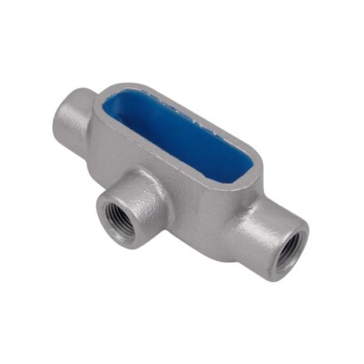 Ocal T27-G 3/4 inch T Shape Form 7 PVC Coated Iron Conduit Body Dark Gray