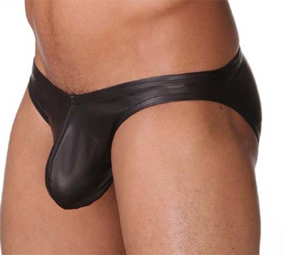 Cool Men's Plus Size Leather Like Sports Pouch Briefs Underwear Sexy Guys Trunks