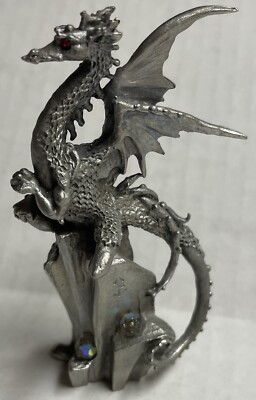 James Lane Casey Perth Pewter Dragon on Rocks, Crystals, Ltd, S249, 1986 Vintage