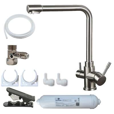 Hommix Sasani Gebürstet 304 Edelstahl 3-Wege Wasserhahn & Advanced Single Filter Und