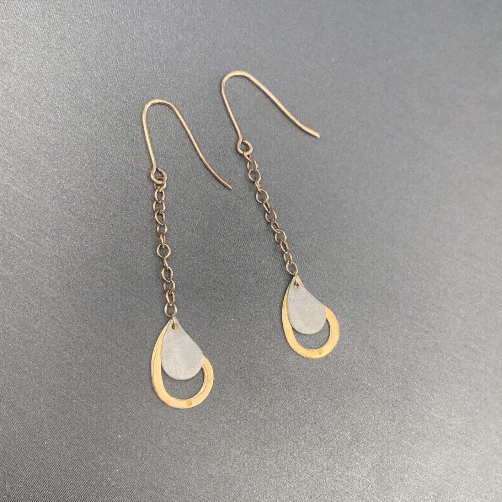 14K Solid Yellow Gold Chain Threader Drop Dangle … - image 2