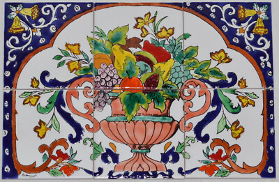 Fliesenbild Keramikfliesen Orient Handbemalt Wandfliesen Mediterran Mosaik 08-06
