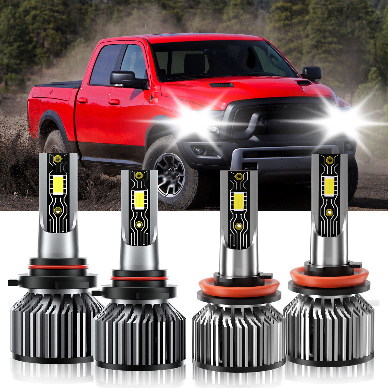 For Dodge Ram 3500 2009-2010 LED Headlight Bulb High Low Beam 9005 H11 6500K