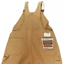 Reed Bib Overalls Mens 44x40 Brown Duck Canvas Adjustable Straps Workwear NWD