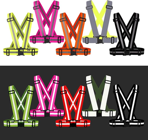 Hi Viz Vest High Vis Safety Visibility Waistcoat Reflective Belt Cycling Strap - Picture 1 of 27